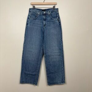 Silver Jeans Womens 29 Blue Be Easy Wide Leg Crop Hi Rise Denim 5 Pocket Zip Fly